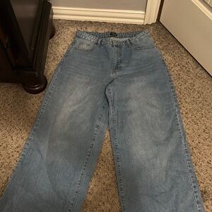 Boohoo Blue Relaxed Jeans High-Waisted Wide-Leg